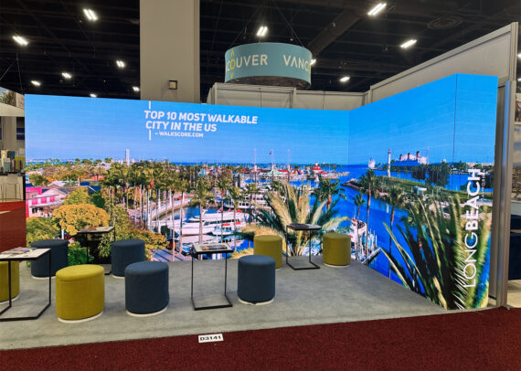 LB Tourism Beaure IMEX America P2.6 10' x 20' LED Video Wall With End Cap Booth Design