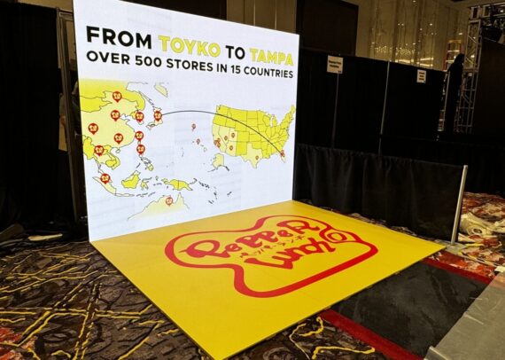 Hot Palette 10′ x 10′ MUFE LED Wall with Custom Flooring